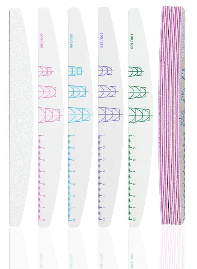 JERCLITY 10 Pieces 100/180 Grit Nail File Professional Double Sided Nail Files with Shape Guides and Ruler Manicure Pedicure Tool Nail Buffering Files - Image 1